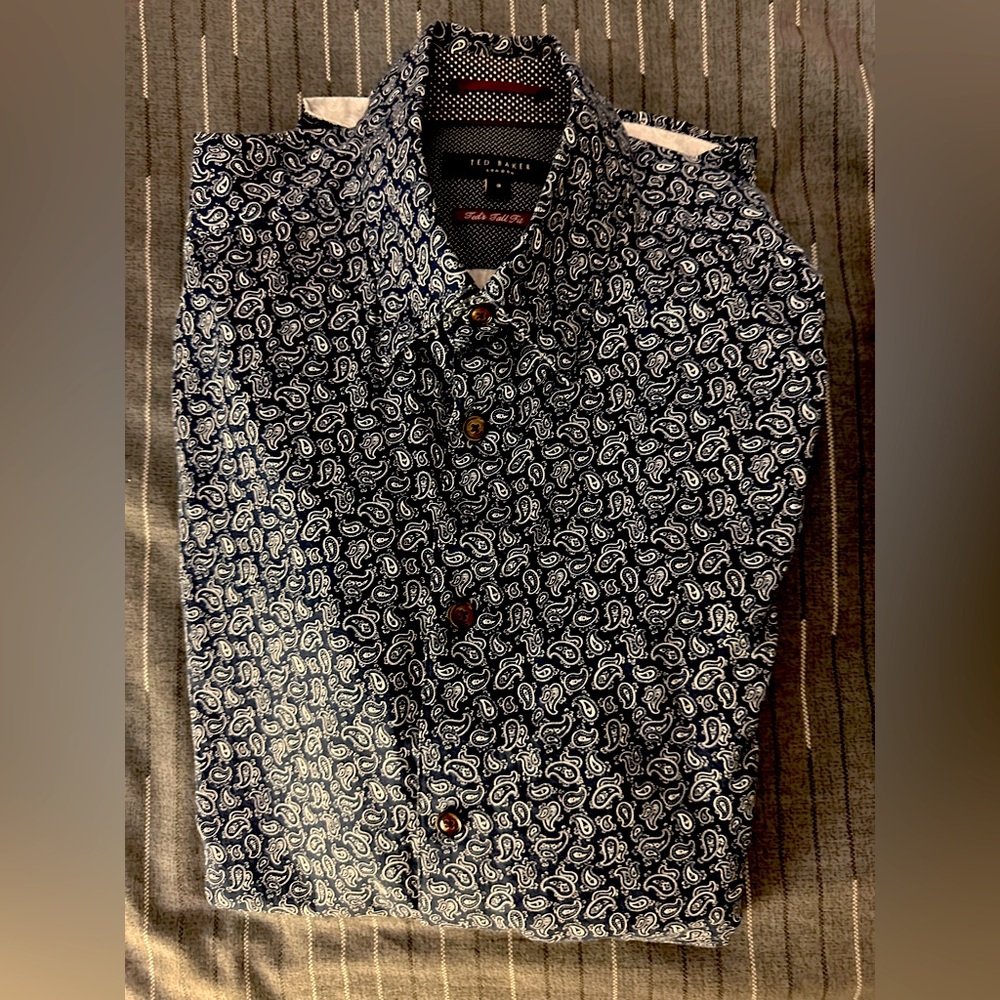Ted Baker button-down blue shirt, Size 3, Tall Fit